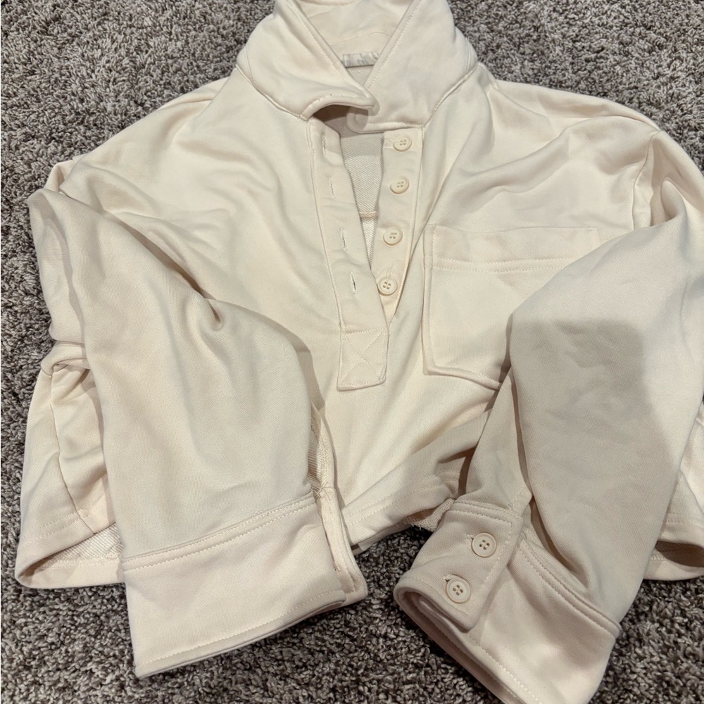 Cream Button-Up Crop Top